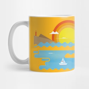 BEACH DAY with sun shalow the sea. Mug